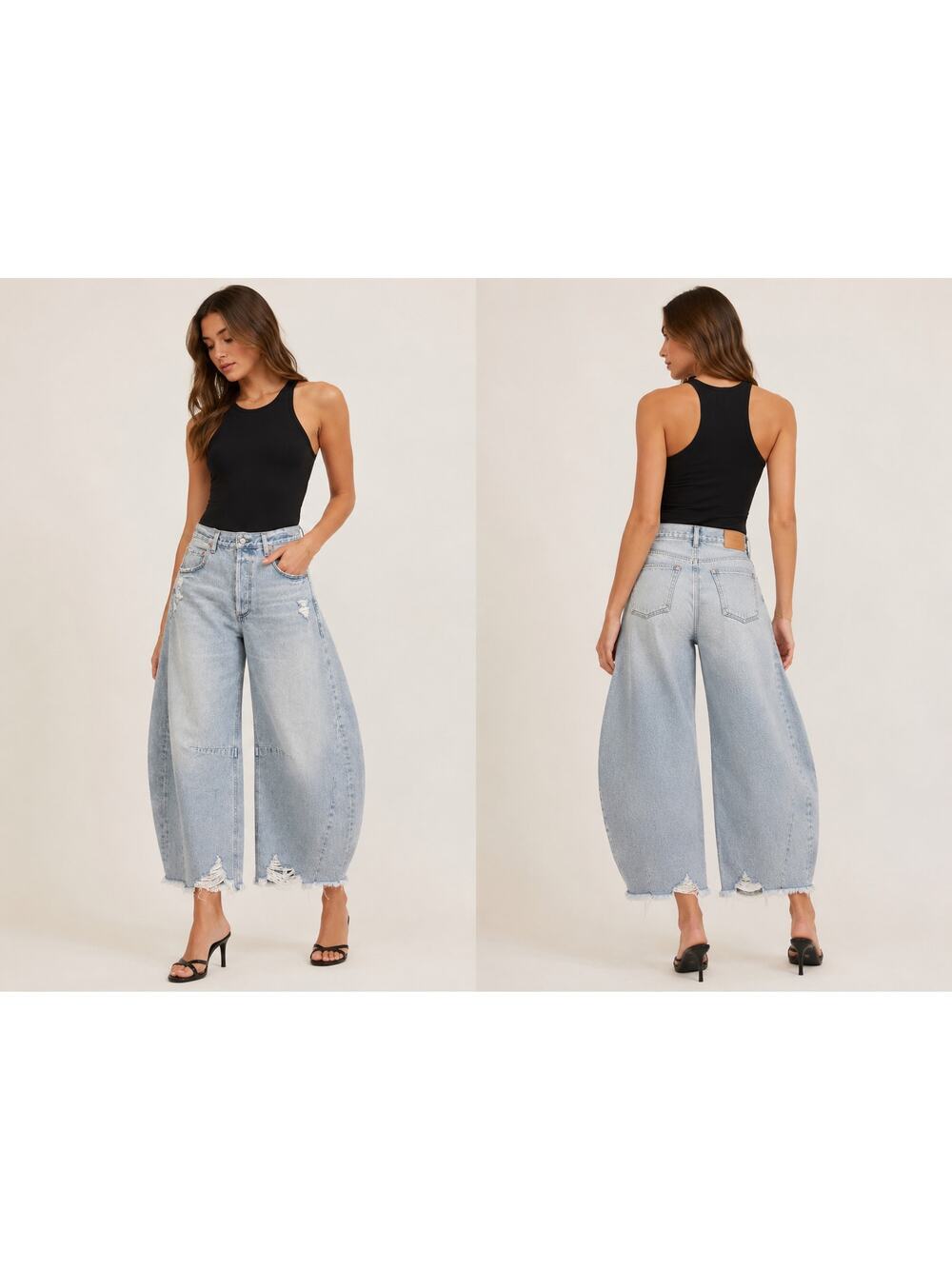 Citizens of Humanity Horseshoe Barrel Jean Twisted Seam Distressed Light Wash 29